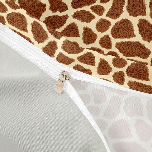 Erosebridal Safari Giraffe Print Duvet Cover Toddler Size Luxury Wild Animal Bedding Set for Kids Boys Girls Yellow Brown Comforter Cover Farmhouse Wildlife Skin Bedclothes Room Decor in Kuwait