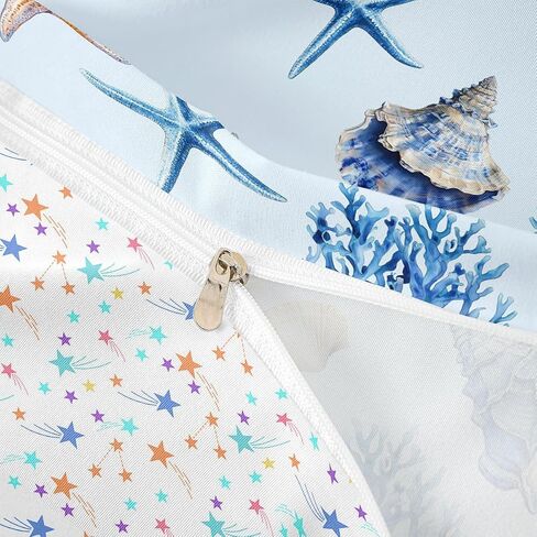 Erosebridal Coral Duvet Cover Toddler Size Seashell Bedding Set for Kids Boys Girls Conch Starfish Marine Life Comforter Cover Underwater Watercolor Ocean Bedclothes in Kuwait