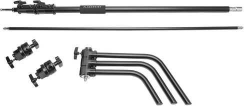 Flashpoint 10.5' C Light Stand on Turtle Base Kit with Two Tier Spring Loaded Riser Column, 40" Grip Arm, Two 3" Gobo Heads and Baby Pin, Black, this C Stand is Suitable for Cinema and Still Studios in Kuwait