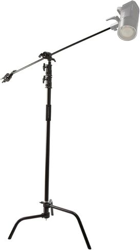 Flashpoint 10.5' C Light Stand on Turtle Base Kit with Two Tier Spring Loaded Riser Column, 40" Grip Arm, Two 3" Gobo Heads and Baby Pin, Black, this C Stand is Suitable for Cinema and Still Studios in Kuwait