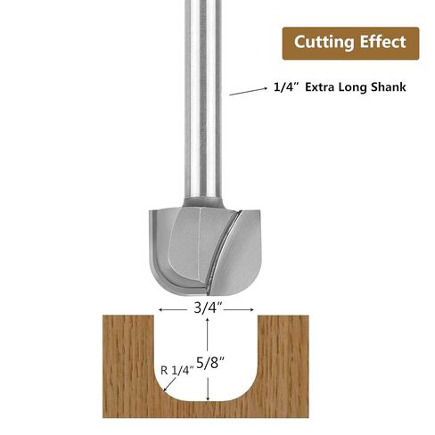 SpeTool Bowl&Tray CNC Router Bits Extra Long (70mm) 1/4 inch Shank 3/4 inch Cutting Diameter with Carbide Tip for Woodworking Router Machine Milling Cutter in Kuwait