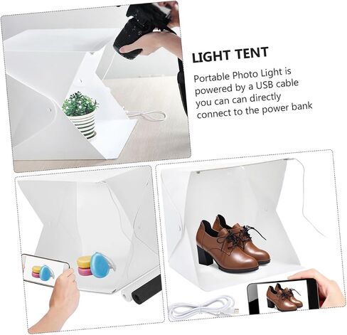 Alipis 20cm Mini Portable LED Light Box Tent with Folding Softbox, Photography Shooting Tent Kit with 4 Color Backdrops for Product and Jewelry Photography in Kuwait