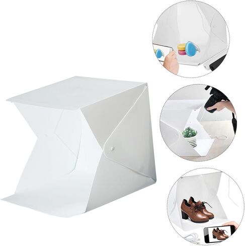 Alipis 20cm Mini Portable LED Light Box Tent with Folding Softbox, Photography Shooting Tent Kit with 4 Color Backdrops for Product and Jewelry Photography in Kuwait