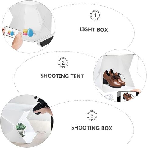 Homoyoyo Portable Folding Photo Light Box Tent with 20cm LED Strips, Mini Photography Studio Kit with 4 Colored Backdrops for Product and Jewelry Shooting in Kuwait