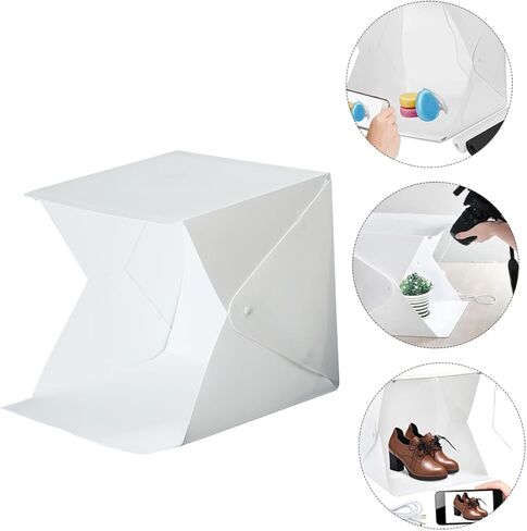 Toddmomy 20cm Mini Photography Light Box Tent Kit with Dual LED Strips, Portable Folding Photo Light Tent for Jewelry and Small Product Shooting, Includes 2 Color Backdrops in Kuwait