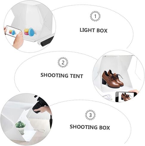 Toddmomy 20cm Mini Photography Light Box Tent Kit with Dual LED Strips, Portable Folding Photo Light Tent for Jewelry and Small Product Shooting, Includes 2 Color Backdrops in Kuwait