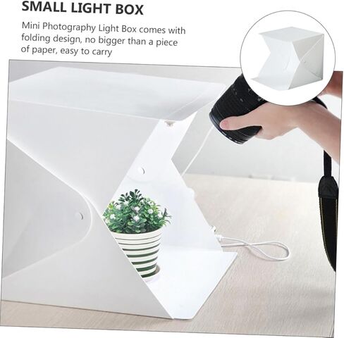 Toddmomy 20cm Mini Photography Light Box Tent Kit with Dual LED Strips, Portable Folding Photo Light Tent for Jewelry and Small Product Shooting, Includes 2 Color Backdrops in Kuwait