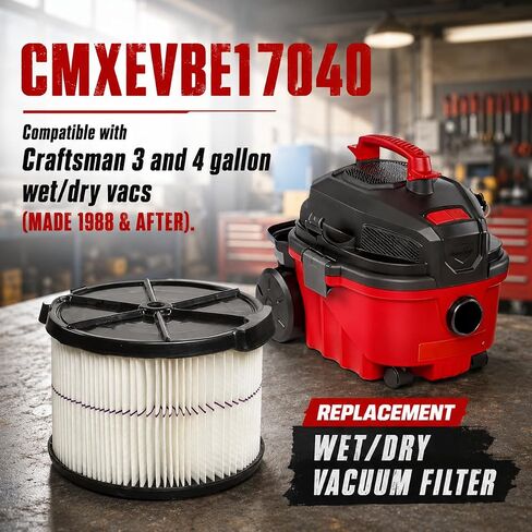 2 Pack CMXZVBE38741 Filter Replacement for Craftsman Shop Vac 3 & 4 Gallon | Compatible with 3 and 4 Gallon Wet Dry Vacuums, Replaces CMXEVBE17040 Purple Stripe 1/2 Height Filter Part in Kuwait