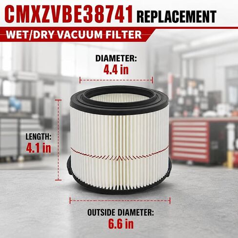 2 Pack CMXZVBE38741 Filter Replacement for Craftsman Shop Vac 3 & 4 Gallon | Compatible with 3 and 4 Gallon Wet Dry Vacuums, Replaces CMXEVBE17040 Purple Stripe 1/2 Height Filter Part in Kuwait