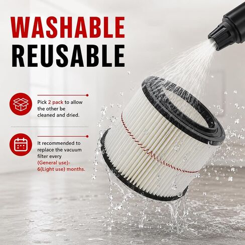 2 Pack CMXZVBE38741 Filter Replacement for Craftsman Shop Vac 3 & 4 Gallon | Compatible with 3 and 4 Gallon Wet Dry Vacuums, Replaces CMXEVBE17040 Purple Stripe 1/2 Height Filter Part in Kuwait