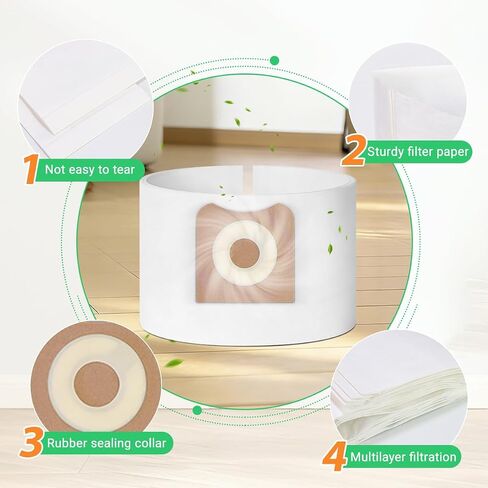 VF3501 Vacuum Bags Fit for Ridgid 3-4.5 Gallon Wet Dry Vac, Size C(12 Pack) | Fit For Ridgid 4 Gallon Shop Vac Bags, Part# 23738 VF3501, Type C, WS32045F. in Kuwait