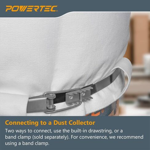 POWERTEC 70333 Dust Collector Bag, 21" x 31", 1 Micron Filter, For JET, Grizzly, Shop Fox, Wen, Harbor Freight, and POWERTEC DC-1512 in Kuwait