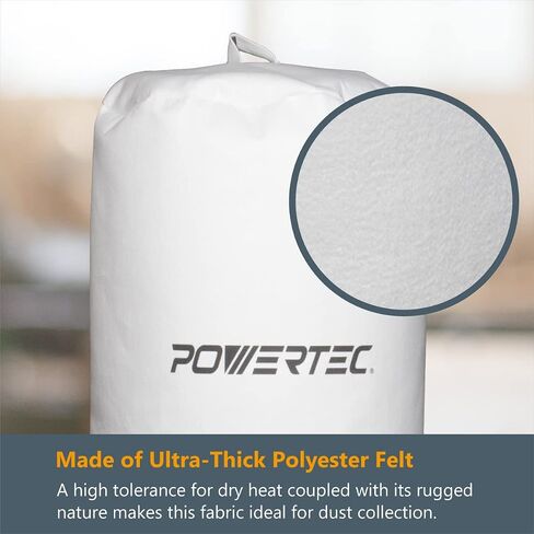 POWERTEC 70333 Dust Collector Bag, 21" x 31", 1 Micron Filter, For JET, Grizzly, Shop Fox, Wen, Harbor Freight, and POWERTEC DC-1512 in Kuwait