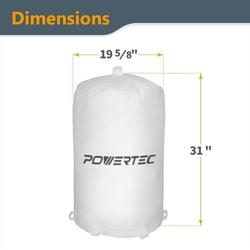 POWERTEC 70333 Dust Collector Bag, 21" x 31", 1 Micron Filter, For JET, Grizzly, Shop Fox, Wen, Harbor Freight, and POWERTEC DC-1512 in Kuwait