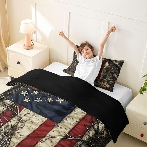 Feelyou American Flag Duvet Cover Toddler Size Independence Day Bedding Set Breathable Soft Fourth of July 4‌ Comforter Cover 2Pcs Memorial Day Bedroom Decor ‌Pine Cone‌ in Kuwait