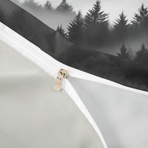 Erosebridal Forest Mountain Toddler Bedding Set For Girls Gray Nature Landscape Comforter Cover For Kids Teens Youth Adult Misty Pine Tree Duvet Cover Foggy Rustic Woodland Bed Sets With 1 Pillow Case in Kuwait