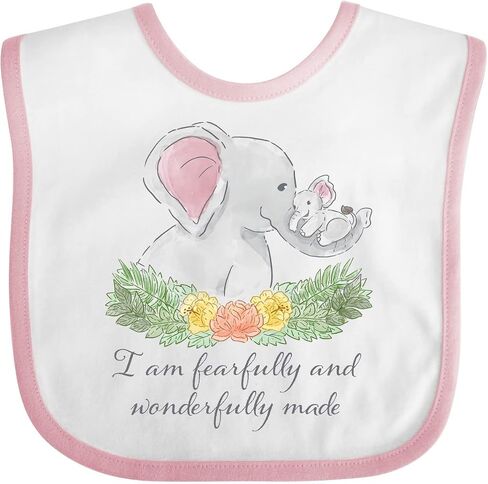 I Am Fearfully and Wonderfully Made Cute Elephants Baby Bib in Kuwait