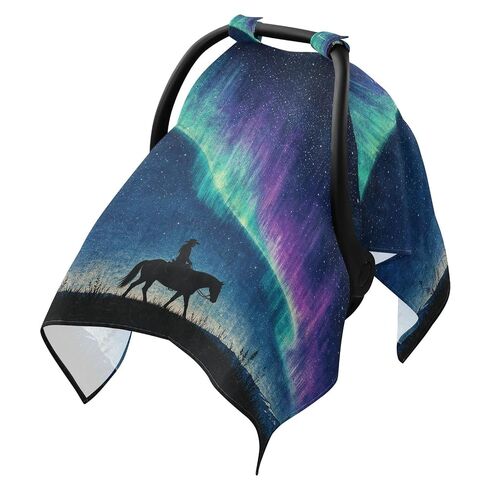 Western Cowgirls Pattern Baby Car Seat Cover Infant Car Seat Canopy | Muslin-like Cotton Blend, Breathable, Multi-use, Newborn Essentials Must Haves, Fits Most Strollers, for Babies Boys Girls in Kuwait