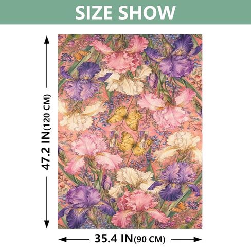 Irises Flowers Pattern Baby Car Seat Cover Stroller Canopy | Muslin-like Cotton Blend, Breathable, Multi-use, Newborn Essentials Must Haves, Fits Most Strollers, for Babies Boys Girls in Kuwait