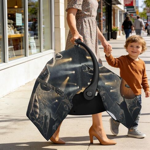 Funny Raccoon Print Baby Car Seat Cover Stroller Cover | Muslin-like Cotton Blend, Breathable, Multi-use, Newborn Essentials Must Haves, Fits Most Strollers, for Babies Boys Girls in Kuwait