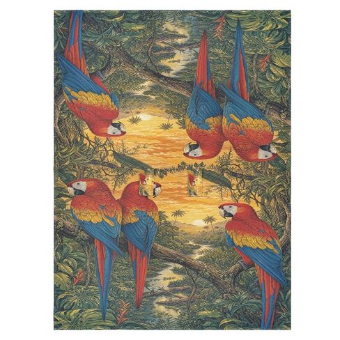 Macaw Parrots Pattern Baby Car Seat Cover Nursing Cover Up | Muslin-like Cotton Blend, Breathable, Multi-use, Newborn Essentials Must Haves, Fits Most Strollers, for Babies Boys Girls in Kuwait