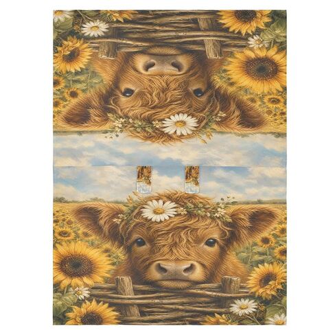 Cow Sunflower Pattern Baby Car Seat Cover Infant Carseat Cover | Muslin-like Cotton Blend, Breathable, Multi-use, Newborn Essentials Must Haves, Fits Most Strollers, for Babies Boys Girls in Kuwait