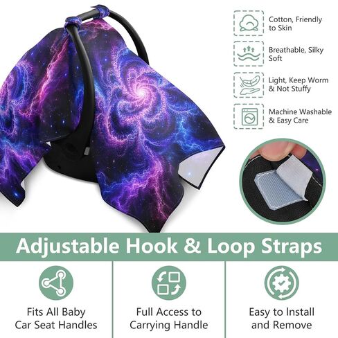 Space Galaxy Pattern Baby Car Seat Cover Nursing Cover Up | Muslin-like Cotton Blend, Breathable, Multi-use, Newborn Essentials Must Haves, Fits Most Strollers, for Babies Boys Girls in Kuwait