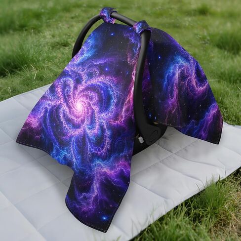 Space Galaxy Pattern Baby Car Seat Cover Nursing Cover Up | Muslin-like Cotton Blend, Breathable, Multi-use, Newborn Essentials Must Haves, Fits Most Strollers, for Babies Boys Girls in Kuwait