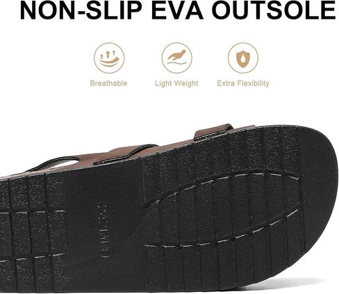 Cork Sandals With Back Strap Double Buckle Footbed Clogs Sandals Women and Men Comfortable Adjustable Ankle Strap Flat Sandal Dressy Open Toe Mules Casual Non Slip Summer Shoes sandalias de mujer in Kuwait