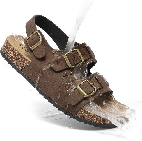 Cork Sandals With Back Strap Double Buckle Footbed Clogs Sandals Women and Men Comfortable Adjustable Ankle Strap Flat Sandal Dressy Open Toe Mules Casual Non Slip Summer Shoes sandalias de mujer in Kuwait
