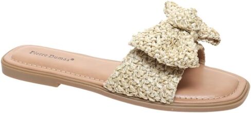 Pierre Dumas Women's Empress-49 Natural Slide Sandals with Bow, Slip On in Kuwait