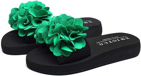MIOKE Womens Boho Flowers Wedge Slide Sandals Summer Platform Comfort Nonslip High Heel Beach Sandals in Kuwait