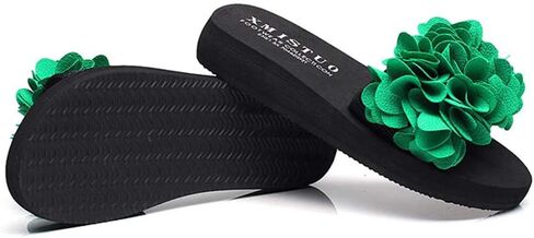 MIOKE Womens Boho Flowers Wedge Slide Sandals Summer Platform Comfort Nonslip High Heel Beach Sandals in Kuwait