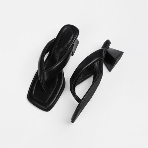 Thong Sandals for Women Slip On Low Block Chunky Heels Square Toe Flip Flops for Women Summer Comfortable Beach Slides in Kuwait