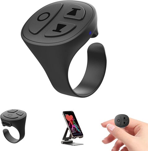 TikTok Scrolling Ring Bluetooth Camera Remote Control, Fingertip Wireless Scroller Page Turner Clicker for Kindle APP Compatible with iPhone iPad Android Phone (Graphite Black Single Ring) in Kuwait