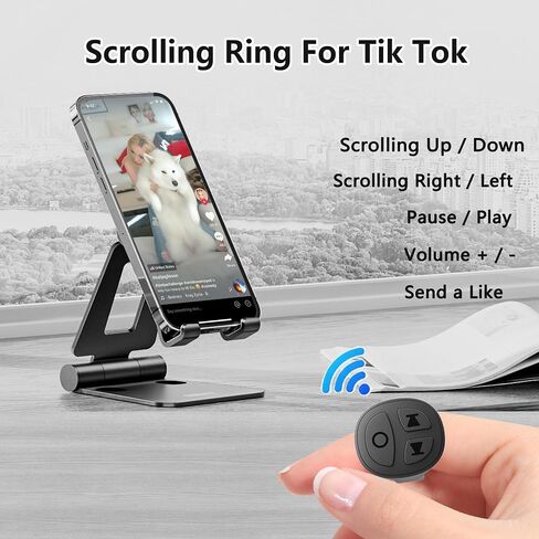 TikTok Scrolling Ring Bluetooth Camera Remote Control, Fingertip Wireless Scroller Page Turner Clicker for Kindle APP Compatible with iPhone iPad Android Phone (Graphite Black Single Ring) in Kuwait