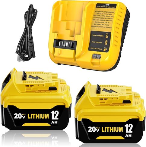 4Packs 12.0A Replacement for Dewalt 20V Battery Lithium and DCB104 Charger | Compatible with Dewalt 20V Battery DCB206 DCB207 DCB204 DCB200 DCB201 Series Power Tool in Saudi Arabia