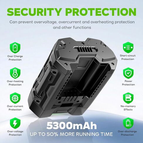 Djsanu Upgraded 5.3 Ah Compatible for EGO 56V Battery, Compatible with EGO Power Tools, High Capacity, Multi Protection, Smart LED Indicators, only Suitable for CH2100, CH3200, CH5500, CH7000, CH2800D in Kuwait