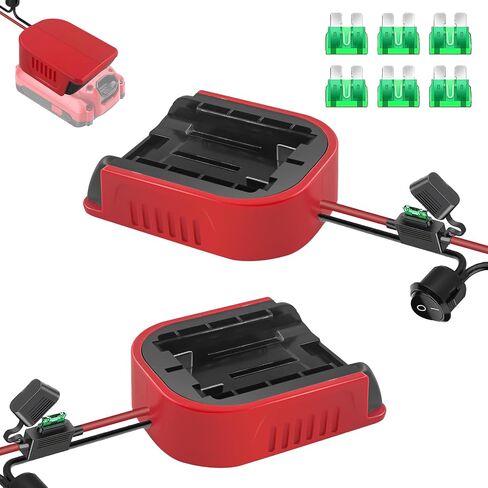 2 Pack Power Wheel Adapter for Craftsman 20V Battery,Dock Battery Adapter with Fuse, Wire Terminal,14 Gauge Wire Power Convertor for Rc Car, Robotics, DIY use, and Work Lights in Kuwait
