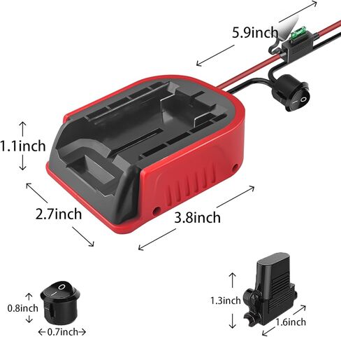 2 Pack Power Wheel Adapter for Craftsman 20V Battery,Dock Battery Adapter with Fuse, Wire Terminal,14 Gauge Wire Power Convertor for Rc Car, Robotics, DIY use, and Work Lights in Kuwait