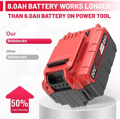 Fancy Buying 8.0Ah 20V Battery Replacement for Porter Cable 20-Volt Max Lithium Power Tools PCC685L PCC680L PCC682L PCC685LP PCC682Lf PCC700 PCC640 PCC601Batteries in Kuwait