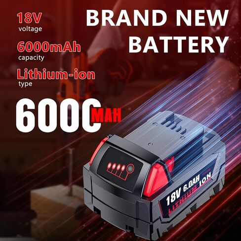 Replacement for Milwaukee M18 Battery, 6000mAh 18V Lithium High-Capacity Batteries Compatible with M18 Cordless Power Tools and Charger 48-11-1850 48-11-1860 48-11-1828 48-11-1815 48-11-1822 (4PACK) in Kuwait