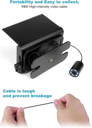 4.3 Inch 15M Cable Portable Underwater Fish Finder 6 IR LEDs Fishing Camera Fixed on Rod 1000TVL IP68 for Lake Ice in Kuwait
