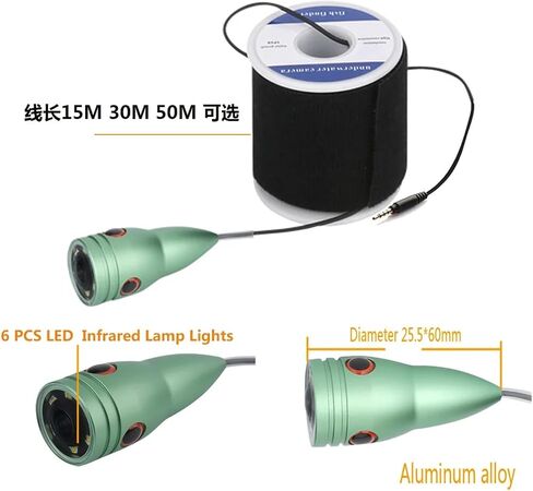 Fish Finder Underwater Fishing Camera 15M/30M 1200TVL 4.3 inch Monitor 6PCS 1W LED Night Vision for Ice Sea in Kuwait