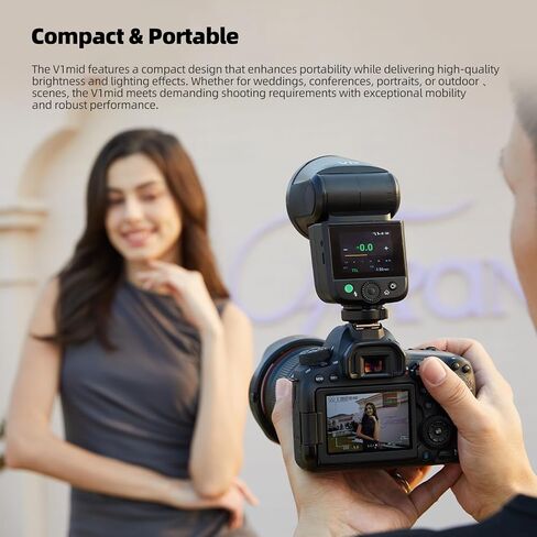 Godox V1 mid F V1midF Round Head TTL Speedlite Flash for Fuji Cameras | 55Ws TTL Round Head Camera Flash,1.7s Recycle Time,2.4G X Wireless HSS 1/8000s,Full-Color Touchscreen,USB-C Lithium Battery in Saudi Arabia