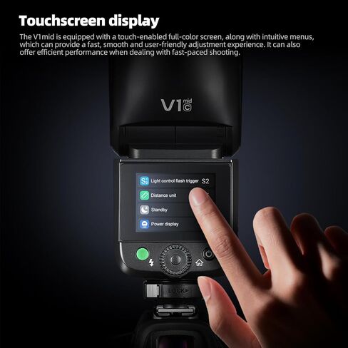 Godox V1 mid F V1midF Round Head TTL Speedlite Flash for Fuji Cameras | 55Ws TTL Round Head Camera Flash,1.7s Recycle Time,2.4G X Wireless HSS 1/8000s,Full-Color Touchscreen,USB-C Lithium Battery in Saudi Arabia