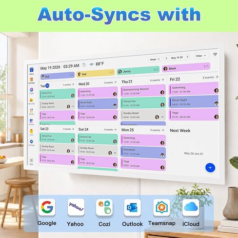 27" Digital Calendar Picture-Frame for-Wall-Planner – Touchscreen Electronic Calendar for Family Meal Schedules, No Subscription, Sync Online Cal, Chore Charts, Star Reward, Wall Mounted, Gift for Dad in Kuwait