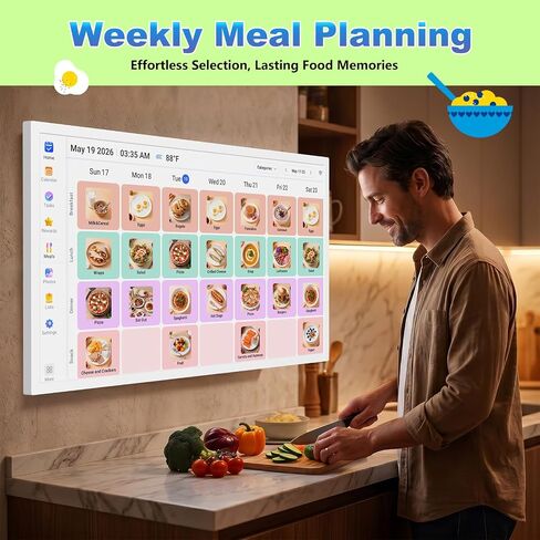 27" Digital Calendar Picture-Frame for-Wall-Planner – Touchscreen Electronic Calendar for Family Meal Schedules, No Subscription, Sync Online Cal, Chore Charts, Star Reward, Wall Mounted, Gift for Dad in Kuwait