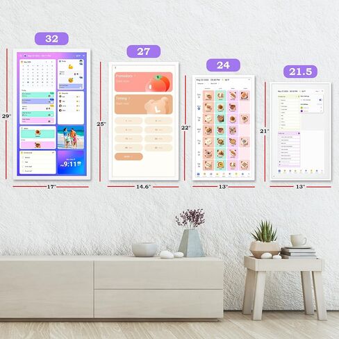 27" Digital Calendar Picture-Frame for-Wall-Planner – Touchscreen Electronic Calendar for Family Meal Schedules, No Subscription, Sync Online Cal, Chore Charts, Star Reward, Wall Mounted, Gift for Dad in Kuwait