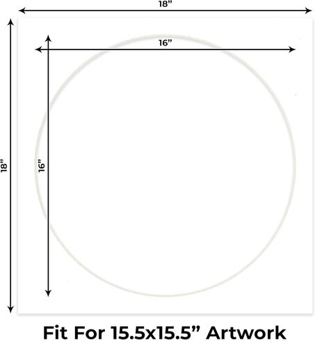 White Mat Board for 18x18 Frames - Circle Opening for 16x16 Photos - 1 Mat in Kuwait